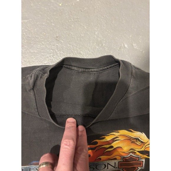 Vintage Harley Davidson Eagle Flames Dealer T-Shirt Large Y2K Biker Tee - Picture 7 of 7